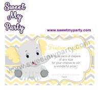 Yellow and Grey Elephant diaper raffle,(006ebs)